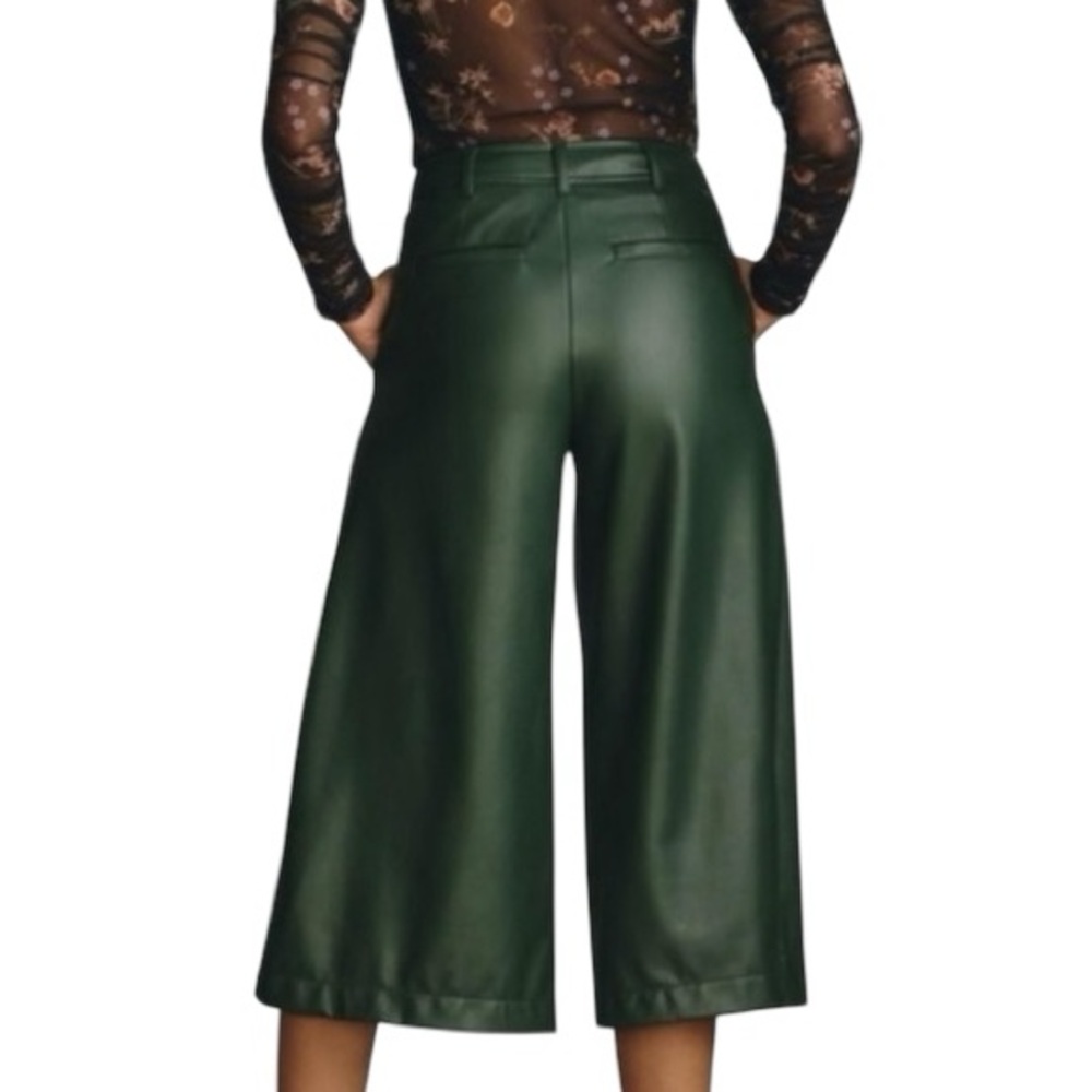 Anthro Green Vegan Wide Leg Culotte Pants (Boho Coquette Indie Retro 60’s 70’s) - Picture 2 of 9